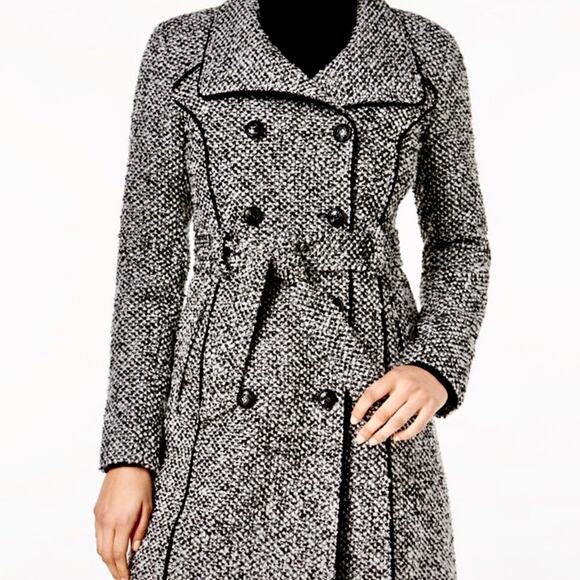 GUESS Houndstooth Black & White Button Up Coat – Medium - Picture 3 of 15